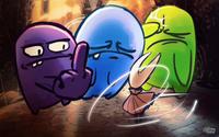 Fan art by BlazeRKGK. The art shows Hornet vs. the Steam error monsters.