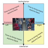 A political compass meme. The meme is about the death of Iryna Zarutska.