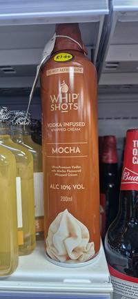 £1-49 DO NOT REFRIGERATE WHIP SHOTS VODKA INFUSED WHIPPED CREAM MOCHA F01 F Ultra-Premium Vodka with Mocha Flavoured Whipped Cream ALC 10% VOL 200ml C Bua 'S is the famous Budweiser beer any other brewer which costs sive Beechwood Aqing pr drinkability you will find