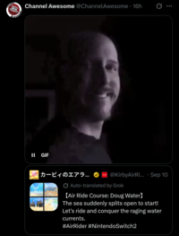 AWESOME Channel Awesome @ChannelAwesome 16h II GIF Q |カービィのエアラ... @KirbyAirRi... · Sep 10 Auto-translated by Grok 【Air Ride Course: Doug Water】 The sea suddenly splits open to start! Let's ride and conquer the raging water currents. #AirRider #NintendoSwitch2