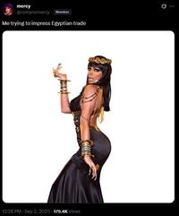 A tweet reading, "Me trying to impress Egyptian trade."