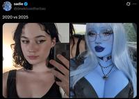 A photo of SadieSlime in 2020 vs 2025.