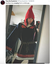 Trey the Explainer @Trey_Explainer. 12/28/23 Scythian boy cosplay from a while ago...