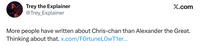 Trey the Explainer @Trey_Explainer X.com More people have written about Chris-chan than Alexander the Great. Thinking about that. x.com/FortuneLOwT1er...
