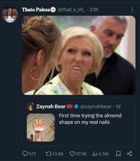 Thato Palesa @that_x_oh_ 23h Zaynah Bear @zaynahbear • 1d First time trying the almond shape on my real nails 572 10.6K 97.9K 4.5M