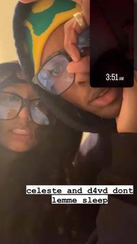 A tweet reading, "Photos of D4vd and the 15-year-old found dead in his car have resurfaced online." The photo allegedly shows D4vd and Celeste Rivas together.