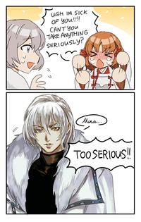 کو UGH IM SICK OF YOU!!!! CANT YOU TAKE ANYTHING SERIOUSLY? हिं Mina... TOO SERIOUS!!