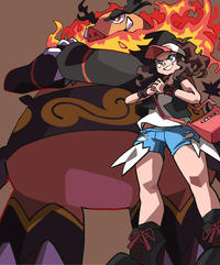 Special Hilda and Emboar drawing for the 15th anniversary of Pokémon Black and White