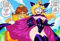 SO YOU'RE STILL PLAYING THE BIG BAD VILLAINESS, WAPEACH? DO I NEED TO FEED YOU A MINI MUSHROOM AGAIN? NICO 0-NEKO.DEVIANTART.COM FOU D-DAISY! YOU'RE SUCH A KIDDER! ...YOU ARE KIDDING, RIGHT?