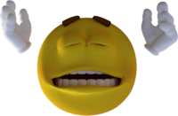 Joe crying with his hands up in the air.