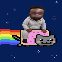 An edit of Montgomery Swizzenbocher riding on top of "Nyan Cat":https://knowyourmeme.com/memes/nyan-cat.