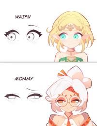 A version of the Waifu vs. Mommy eyes meme. The meme compares Zelda and Purah.