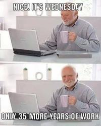 NICE! IT'S WEDNESDAY HAD ONLY 35 MORE YEARS OF WORK made with mematic