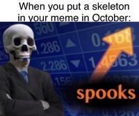 When you put a skeleton in your meme in October: 560 05168 286 2.286 14563 156 6227 spooks 1120