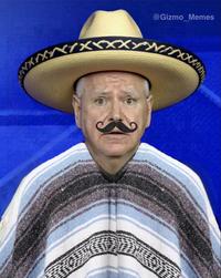 An edit of Joe Biden. He is wearing a sombrero.