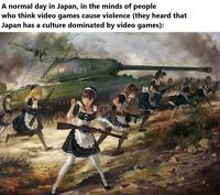 A normal day in Japan, in the minds of people who think video games cause violence (they heard that Japan has a culture dominated by video games): 431 JUL 2012.11.15