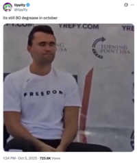 A "tweet":https://knowyourmeme.com/memes/sites/twitter-x using the image of "Charlie Kirk":https://knowyourmeme.com/memes/people/charlie-kirk with his eyes closed moments before he "was shot and killed at Utah Valley University":https://knowyourmeme.com/memes/events/charlie-kirk-shooting-at-utah-valley-university in September 2025. The image became a controversial "reaction image":https://knowyourmeme.com/memes/reaction-images on "Twitter / X":https://knowyourmeme.com/memes/sites/twitter-x in the following weeks.
