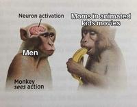Neuron activation Moms in animated Men Monkey sees action kids movies