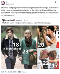 A "quote-tweet":https://knowyourmeme.com/memes/quote-retweets-qrts suggesting that Charli XCX should release a ""Not Like Us":https://knowyourmeme.com/memes/not-like-us" diss track against "Taylor Swift":https://knowyourmeme.com/memes/people/taylor-swift, concerning her past relationships with younger men, including Harry Styles, Taylor Lautner and Conor Kennedy, when they were roughly 17 and 18.