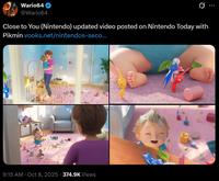 Screenshots of the updated Close To You animation. The animation now has Pikmin.