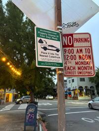 BE A RESPONSIBLE CITIZEN Properly Dispose of Your Dog's Waste Place It Into The Nearest Cybertruck IF YOU SEE ELON MUSK, YOU MAY ALSO DEPOSIT IT DIRECTLY INTO HIS MOUTH CITY CODE ELNZ-A-DKHD DEPT. OF @FOLAFIA, CITY OF BERKELEY 프랑 NO PARKING 9:00 AM TO 12:00 NOON 4TH MONDAY EACH MONTH STREET SWEEPING ZUMAR-09