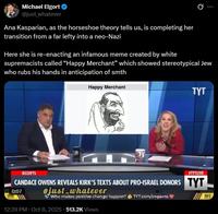 A post responding to a viral video of Ana Kasparian. The post accuses her of being a nazi.