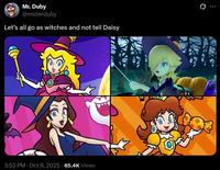 A play on the "let's all shave our jawlines" Daisy tweet. The tweet is about dressing as witches for Halloween.