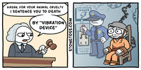 HASAN, FOR YOUR ANIMAL CRUELTY I SENTENCE YOU TO DEATH BY "VIBRATION DEVICE" STONETOSS.COM DANGER SAM HYDE 9000 HASAN