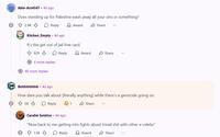 Θ Able-Act4567 .4d ago Does standing up for Palestine wash away all your sins or something? 2.9K Reply Award Kitchen_Empty • 4d ago It's the get out of jail free card. 929 Reply 6 more replies 48 more replies Share Award Share Belthhhhhhh .4d ago How dare you talk about [literally anything] while there's a genocide going on. → 5K Reply Q1 Candid-Solstice .4d ago Share "Now back to me getting into fights about trivial s--- with other e-celebs" 1.5K Reply → Award Share