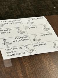 I don't talk while the teacher is talking am kind and respectful Very Mindful Very Demure I try my best Very Mindful and participate I don't have my Very Demure phone or headphones out