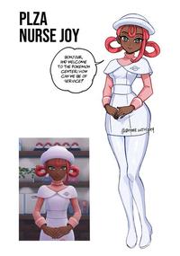 PLZA NURSE JOY BONJOUR, AND WELCOME TO THE POKEMON CENTER! HOW CAN WE BE OF SERVICE? @RHYME WITH RAY