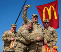 A "tweet":https://knowyourmeme.com/memes/sites/twitter-x using an "AI image":https://knowyourmeme.com/memes/cultures/ai-art of "Meal Team 6" National Guards in the format of "Trump's Fist Raised Photograph":https://knowyourmeme.com/memes/donald-trump-raised-fist-photograph.