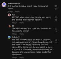 "TikTok":https://knowyourmeme.com/memes/sites/tiktok comments left on a video about the DoorDash SA Girl, TikToker @irlmonsterhighdoll, claiming that she pushed the door open in an alleged original video.