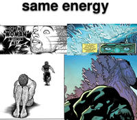 same energy KSA OF THE WOMAN WITHIN ME.. HULK ALWAYS MANAGED TO HIDE HIS FEAR AWAY, BUT THAT WAS IMPOSSIBLE AGAINST GODZILLA.