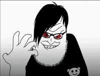 A Soyjak said to represent the guy in the Clock Strikes 12, Midnight Arrives "viral video":https://knowyourmeme.com/memes/viral-videos.