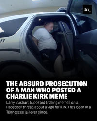 11 FNDI In THE ABSURD PROSECUTION OF A MAN WHO POSTED A CHARLIE KIRK MEME Larry Bushart Jr. posted trolling memes on a Facebook thread about a vigil for Kirk. He's been in a Tennessee jail ever since.