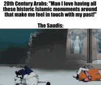 20th Century Arabs: "Man I love having all these historic Islamic monuments around that make me feel in touch with my past!" The Saudis: