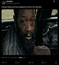 A Distraught Morgan Jones meme depicting actor Lennie James from _Fear the Walking Dead_, which was shared on Twitter / X in late October 2025.