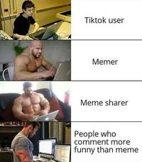 31 Tiktok user Memer Meme sharer People who comment more funny than meme