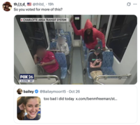 A "quote-tweet":https://knowyourmeme.com/memes/quote-retweets-qrts of Bailey Moon's post about voting for Democratic nominee "Zohran Mamdani":https://knowyourmeme.com/memes/people/zohran-mamdani in the 2025 New York City mayoral election, referencing the "Decarlos Brown Iryna Zarutska Stabbing":https://knowyourmeme.com/memes/events/decarlos-brown-iryna-zarutska-stabbing.