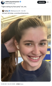 A "quote-tweet":https://knowyourmeme.com/memes/quote-retweets-qrts of Bailey Moon's post about voting for Democratic nominee "Zohran Mamdani":https://knowyourmeme.com/memes/people/zohran-mamdani in the 2025 New York City mayoral election.