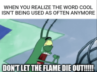 WHEN YOU REALIZE THE WORD COOL ISN'T BEING USED AS OFTEN ANYMORE DON'T LET THE FLAME DIE OUT!!!!!!