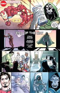 Iron Man battles Doctor Doom in INVINCIBLE IRON MAN #150. (1981 OUCH! THAT HURT...A LOT. STARK LABS END OF THE DAY DONALD MUSTARD WRITING/ART RACHELLE ROSENBERG COLOR ART VC's CORY PETIT LETTERING 0 TOO BAD, STARK! THE MATRIX IS MINE!