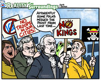 the of my REALITY Surroundings" NO TROOPS IN OUR CITIES! APPARENTLY SOME FOLKS MISSED THE POINT FROM LAST TIME... Garth by German 2025 Garth German garthtoons.com NO KINGS @garthtoons GARTH