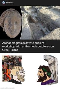 Fox Fox News NEWS Archaeologists excavate ancient workshop with unfinished sculptures on Greek island BLOOD BOWL CORSED CO made with mematic