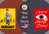 k IDIOCRACY You Are Here 75TH ANNIVERSARY 1984 EDITION NUTHORIZED EL THE ORWELL ESTATE Orwell INCLUDES AN INTRODUCTION BY DOLEN PERKINS-VALDEZ AND AN AFTERWORD BY SANDRA NEWMAN