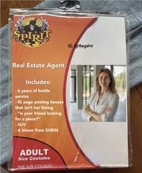 SPIRIT IG: @thegainz Real Estate Agent Includes: - 6 years of bottle service - IG page posting houses that isn't her listing - "Is your friend looking for a place?" - SUV - A blazer from SHEIN ADULT Size Costume ONE SIZE FITS MOST