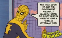 NOT THAT I'D DO IT, BUT THE GOVERNMENT MAKING IT ILLEGAL FOR ME TO SHOOT HEROIN WHILE FLYING A PLANE IS LITERALLY R--- LIBERTARIAN SPIDER MAN