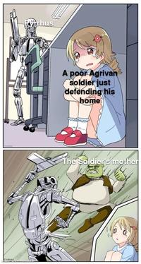 TONMON FISHENES. Pyrrhus A poor Agrivan soldier just defending his home The Soldier's mother