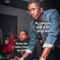 *+1 RE My boss who P/makes 3 times my salary My converting excel to pdf for my boss